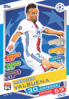 Mathieu Valbuena Olympique Lyonnais 2016/17 Topps Match Attax CL #LYO15